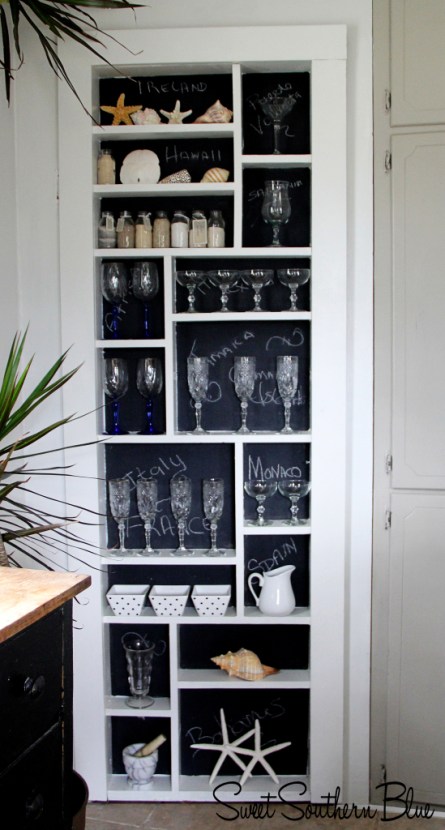 Chalkboard shelves